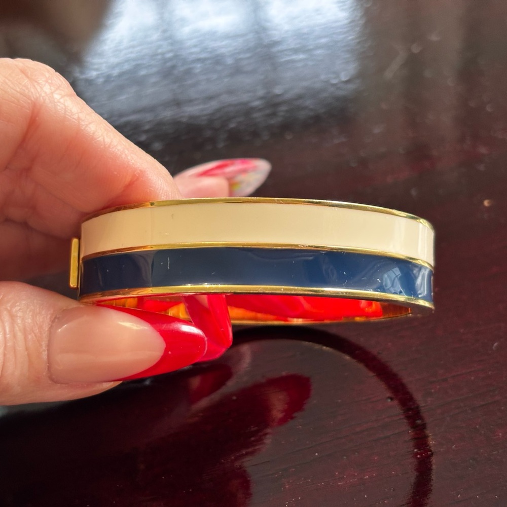 J Crew Gold and Blue Enamel Bangle - Picture 2 of 6